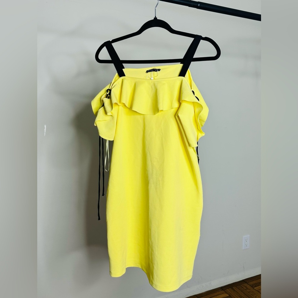 Zara Yellow Ruffled A-line Dress for Cocktail
